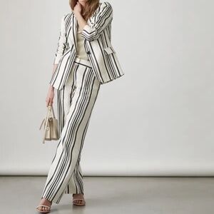 Reiss Rodeo Wide-Legged Striped Linen Pants
